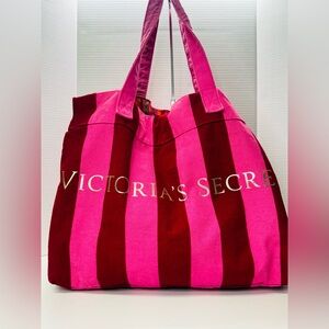 Victoria's Secret 2-Tone Pink Vintage Beach Bag Canvas Tote